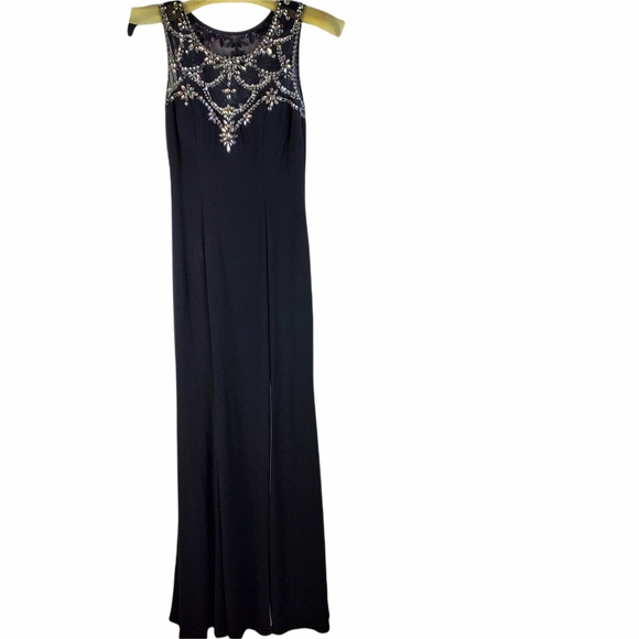 Betsy & Adam black formal embellished gown 2 - Picture 2 of 10